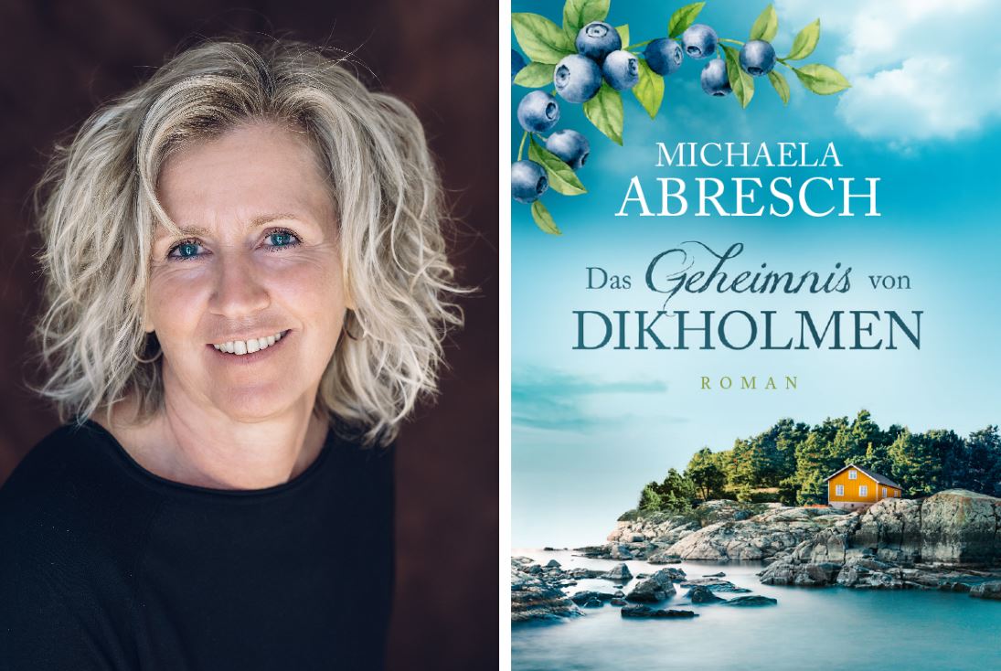 Michaela Abresch stellt ihren neuen Familienroman "Das Geheimnis von Dikholmen- Familiengeheimnisse in Schweden" in der Stadtbibliothek Montabaur vor (Foto: Timo Wengenroth/Buch-Cover: Lbbe)