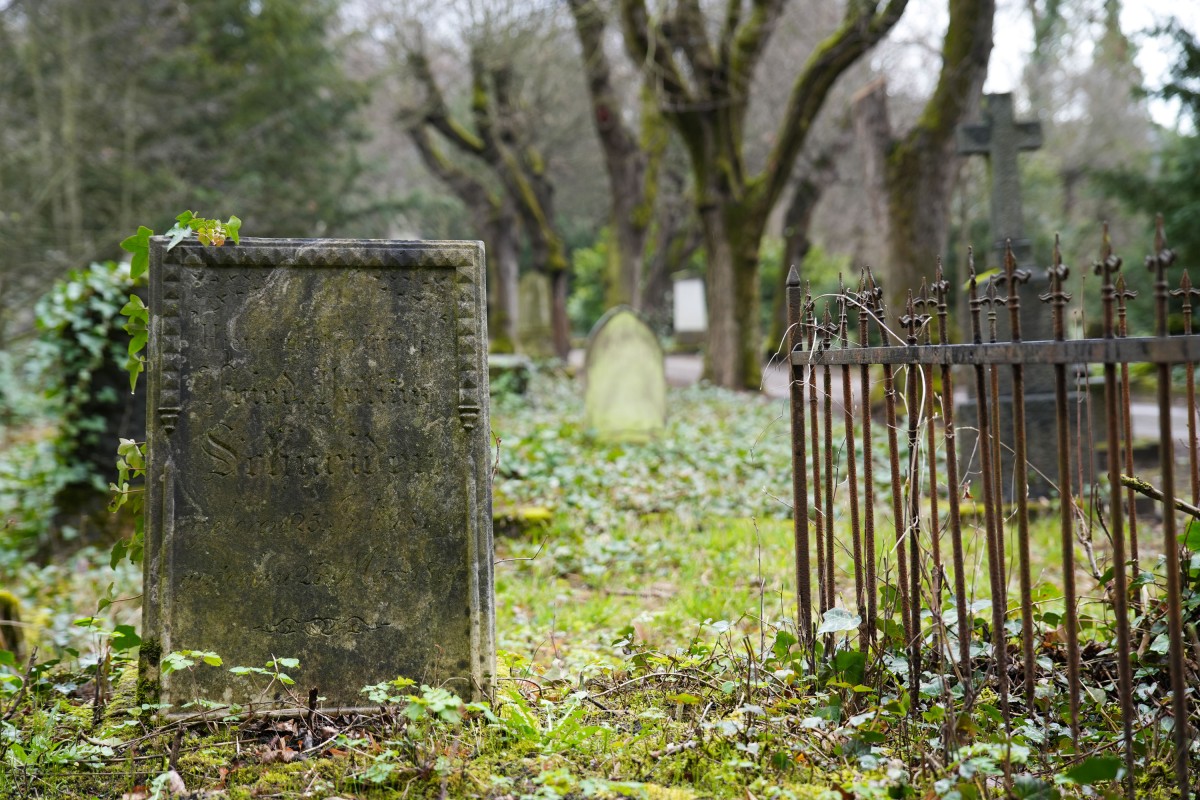 Die alten teilweise von Efeuranken berwachsenen Grabsttten verleihen dem Alten Neuwieder Friedhof eine verwunschene Atmosphre. (Foto: Maxie Meier)