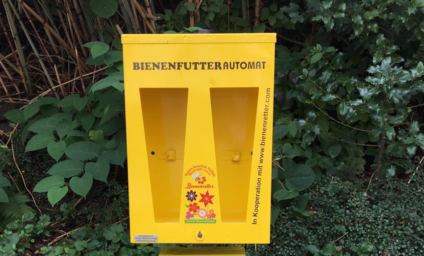 Der geplnderte Bienenfutterautomat (Foto: Stadt Betzdorf)