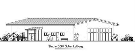 So knnte das Dorfgemeinschaftshaus in Schenkelberg einmal aussehen. (Skizze/Studie: Ortsgemeinde Schenkelberg/Ing.-Bro Thran und Partner)   