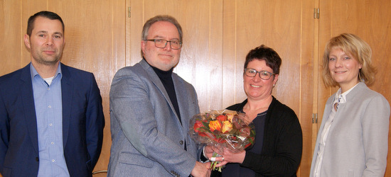 Gratulation zum Jubilum: (von links) Michael Herzog, Michael Wagener, Daniela de Nichilo und Svenja Held. (Foto: Verbandsgemeindeverwaltung Wissen)