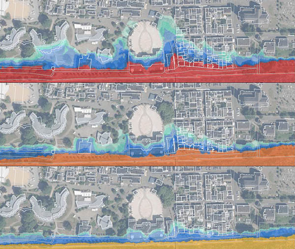 Auf den Hochwasserschutzkarten ist die Ausbreitung potenzieller Hochwasser bei verschiedenen Wasserstnden gut erkennbar.