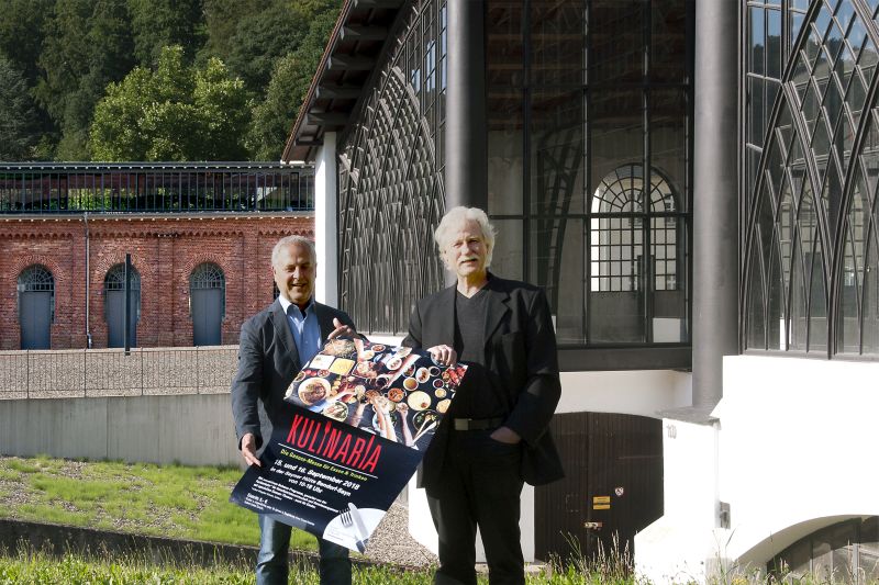 Die beiden Macher der Genussmesse Tom Moog (rechts) und Bernhard Freisberg auf dem Ausstellungsgelnde Sayner Htte. Foto: privat 