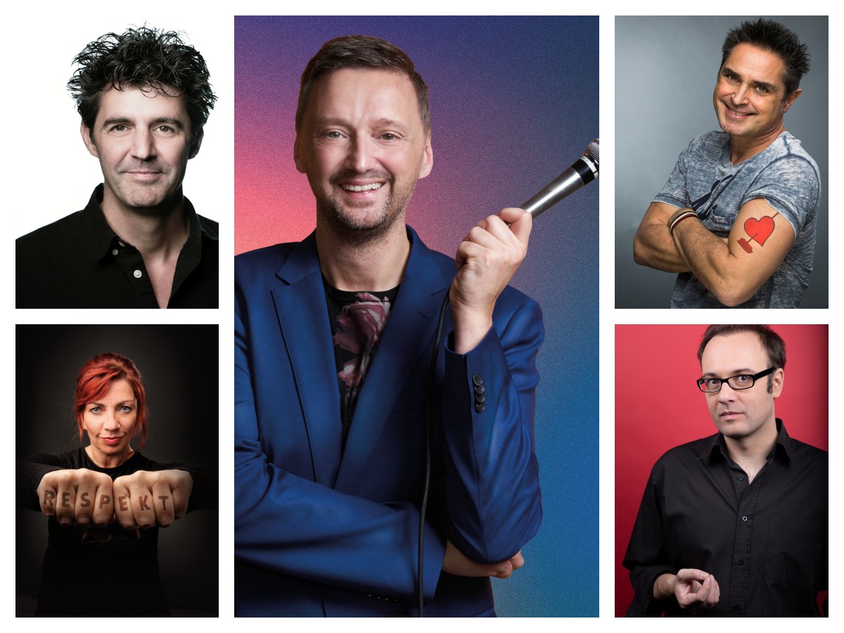 Mit diesen fnf Comedians ist ein  Angriff auf die Lachmuskeln garantiert. (Fotos: Stefani Marcus, Ralf Bauer, Hedrik Gergen, Kai Mueller, D. Reichenbach)