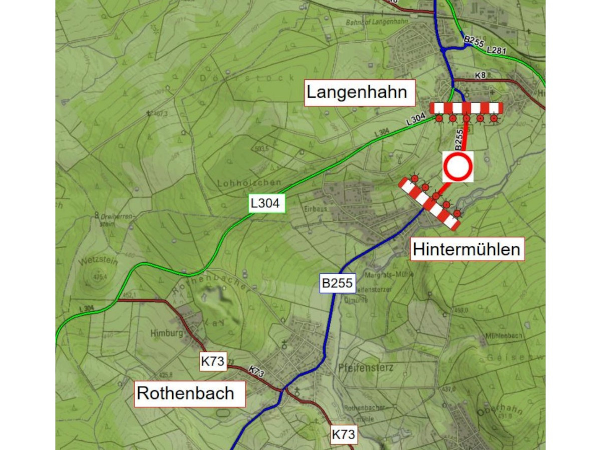 Abriss und Neubau: Groe Straenbauarbeiten auf der B255 erfordern Vollsperrung zwischen Hintermhlen und Langenhahn