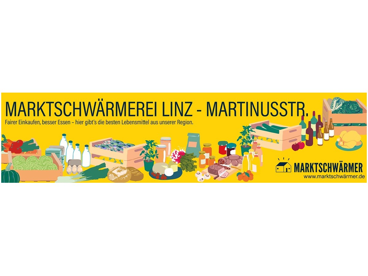 Die Linzer Marktschwrmer laden zur Verkostung ein. (Banner: Marktschwrmer Linz)