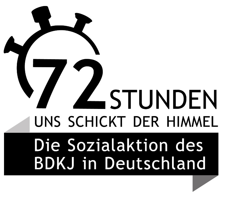 Das Logo der bundesweiten Aktion weist auf den begrenzten Zeitraum hin, in dem die Kinder und Jugendlichen die Herausforderung einer guten Tat meistern mssen. Logo: 72-Stunden-Aktion
