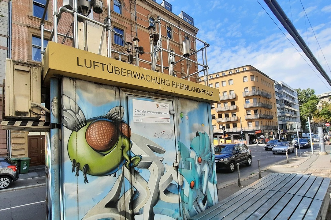 Eine Luftmessstation in Mainz (Foto: LfU)