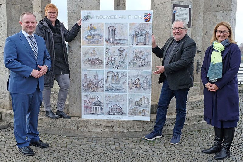 Von links: Oberbrgermeister Jan Einig, Petra Neuendorf, Uwe Langnickel und Julia Kloos-Wieland. Foto: Stadt Neuwied
