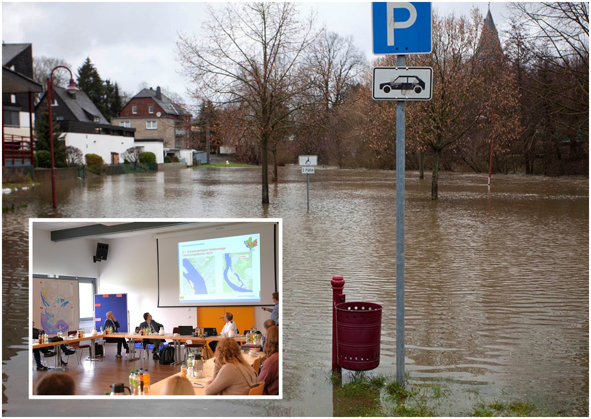 Den Ernstfall fr den Umgang und die Bewltigung von Krisen-Szenarien probte der Verwaltungsstab des Landkreises Neuwied bei einem weiteren Arbeitstreffen. (Groes Foto: Symbolfoto, Archiv Wolfgang Tischler; kleines Foto: Martin Boden / Kreisverwaltung Neuwied.)