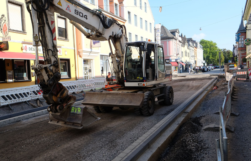 Deutlich frher als geplant knnen die Arbeiten im oberen Baufeld der Marktstrae abgeschlossen werden. Foto: Pressebro Neuwied
