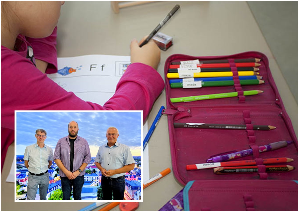 Zu einem Arbeitsgesprch traf sich Landrat Achim Hallerbach mit Lewin Hattenhauer (kleines Foto, Mitte) und Jrgen Ulrich (links), dem Leiter des Kreisjugendamtes, um sich ber den derzeitigen Stand der Planung zur Umsetzung des Ganztagsfrderungsgesetzes zu informieren. (kleines Foto: Martin Boden, KV-Neuwied / groes Foto: Symbolfoto, Archiv Wolfgang Tischler)