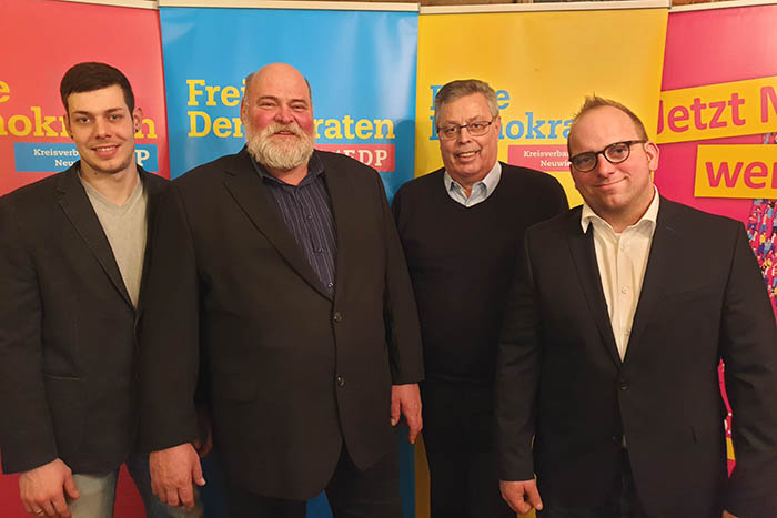 Spitzenkandidaten der FDP Stadtratsliste: Von links: Dominik Hoppe, Ulrich Schreiber, Bernd Altmann und Dominik Ehrenstein. Foto: FDP