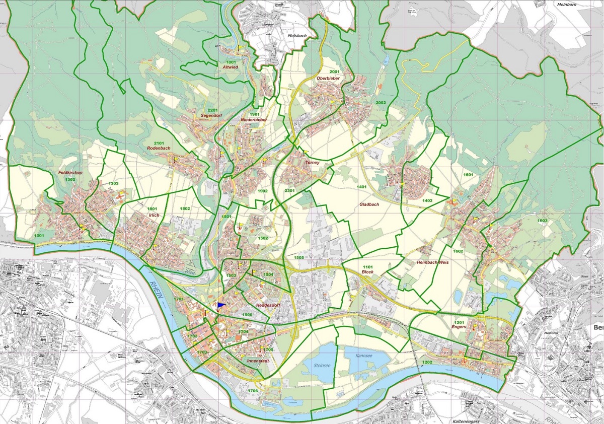 Die Neuwieder Wahlbezirke. (Foto: Stadtverwaltung Neuwied)