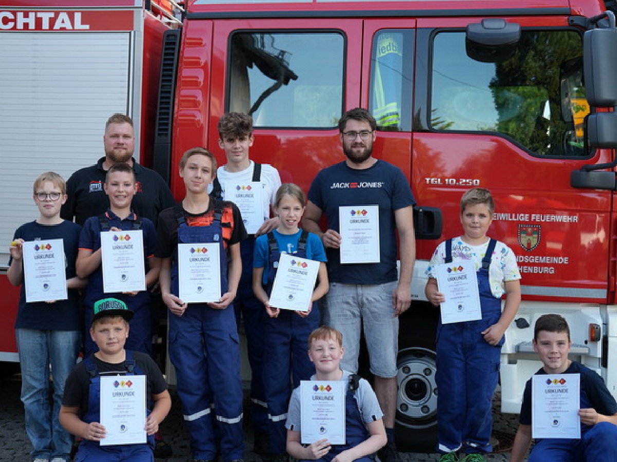 Auszeichnung junger Helden: Jugendfeuerwehr Wiedbachtal erhlt Jugendflamme Stufe 1