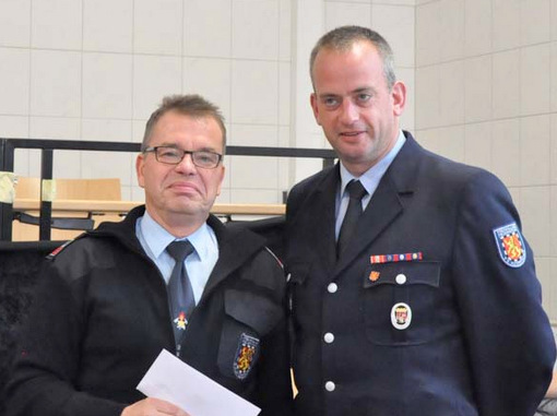 Wehrfhrer Stefan Jung (links) und Wehrleiter Ralf Schwarzbach. (Foto: kk)