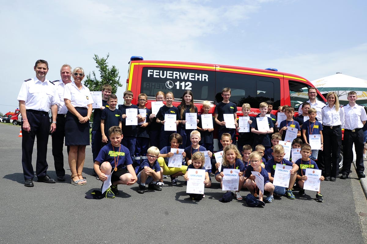 Feuerwehr Horhausen freut sich ber neues Fahrzeug und Urkunden fr Nachwuchs