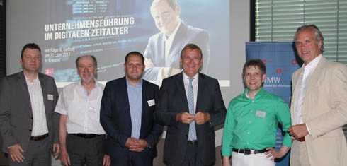 Von links: Dr. Wieland Klein (Heinrich Georg GmbH), Rainer Jung (BVMW), Tim Brjesson (Telekom), Referent Edgar K. Geffroy, Claus Bgel (Metzgerei Bgel, Rittershausen/Franken), Andreas Feike BVMW). Foto: Melanie Heider