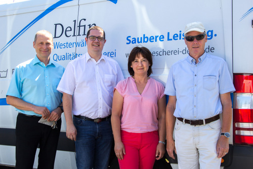 Erhard Hauptmann, Michael Hamm, Helena Schuck und Winfried W. Weber beim Besuch in Hachenburg. (Foto: GFB gGmbH) 