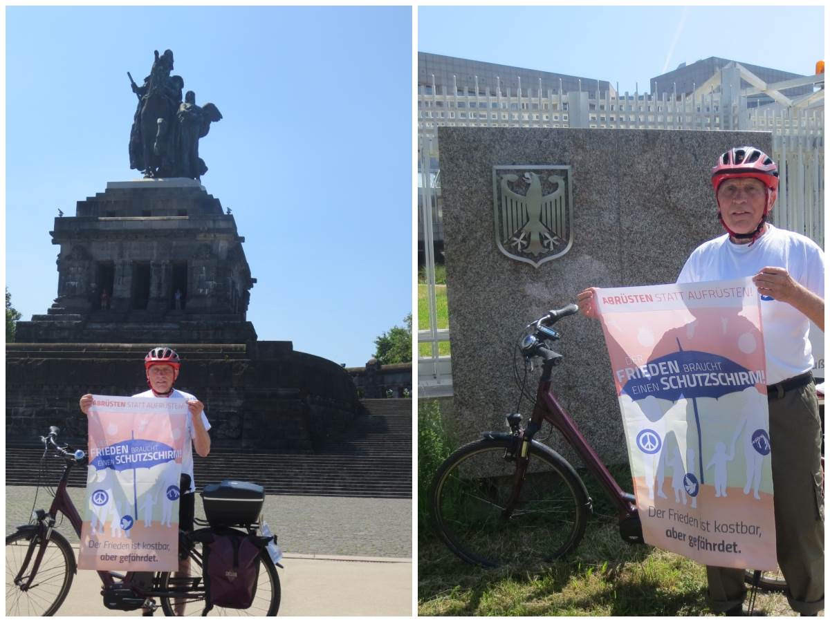 Die dritte Etappe der Frieden-Radtour fhrte Hermann Reeh unter anderem zum Deutschen Eck vor das Kaiser-Denkmal (rechts) und zum Bundesamt fr Wehrtechnik und Beschaffung. (Fotos: Hermann Reeh) 