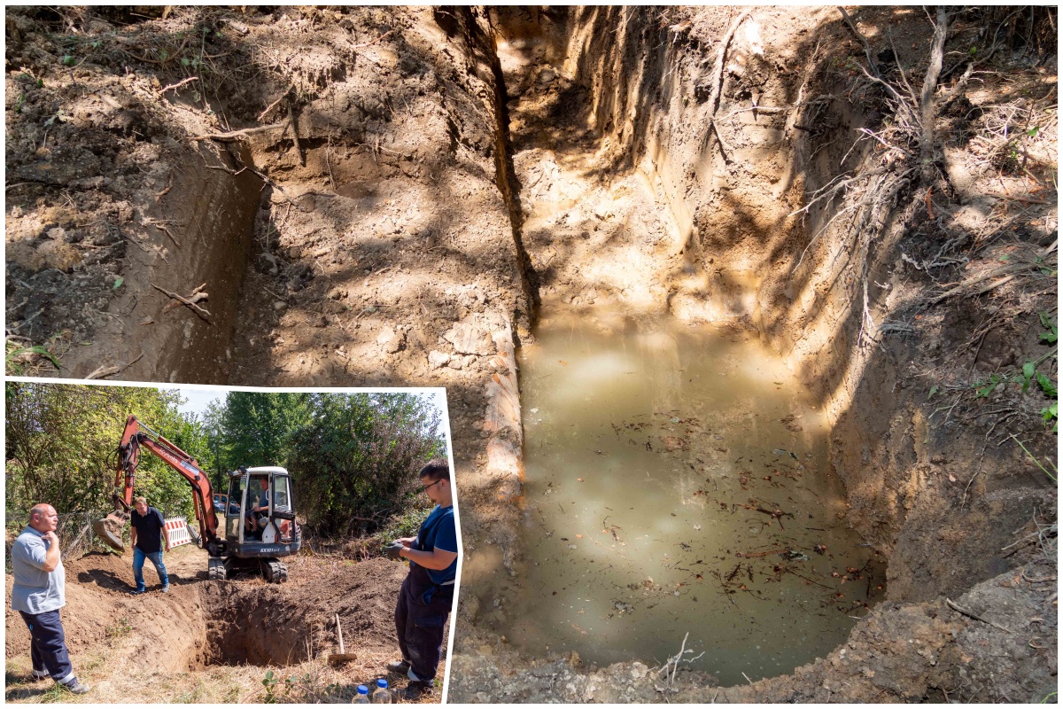 Die Suche nach dem Leck in der Wasserleitung ging los: Die SWN gruben Suchlcher, um die Bruchstelle zu finden und weitere Wasserproben zu entnehmen. (Fotos: SWN)