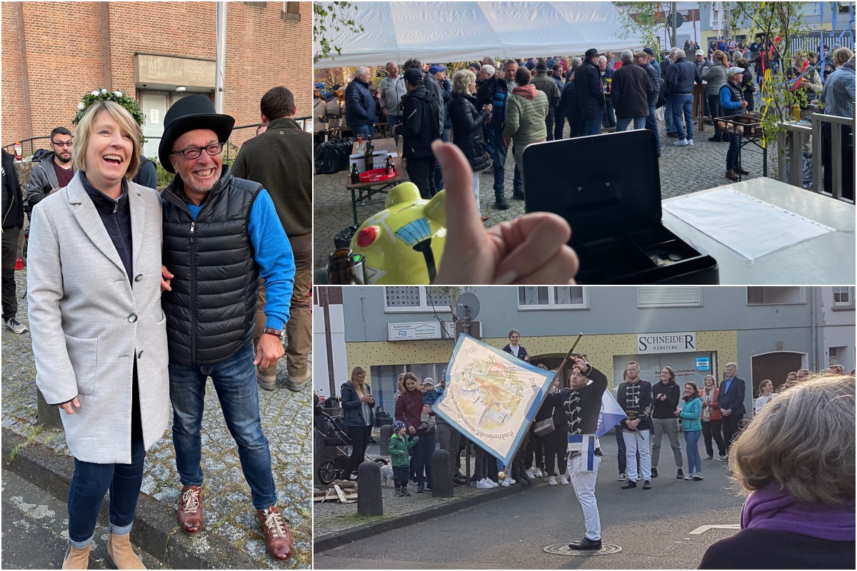 Links: Das diesjhrige Rheinbreitbacher Maiknigspaar Mareike Thelen und Calogero Todaro. Insgesamt lsst sich auf ein erfolgreiches Mai-Ansingen zurckblicken. (Foto: Brgerverein Rheinbreitbach)