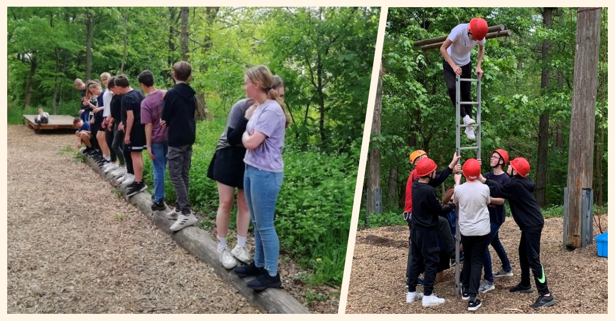 Im Hochseilgarten warteten zahlreiche Herausforderungen auf die Schler der Marion-Dhnhoff-Realschule plus Wissen. (Fotos: privat)