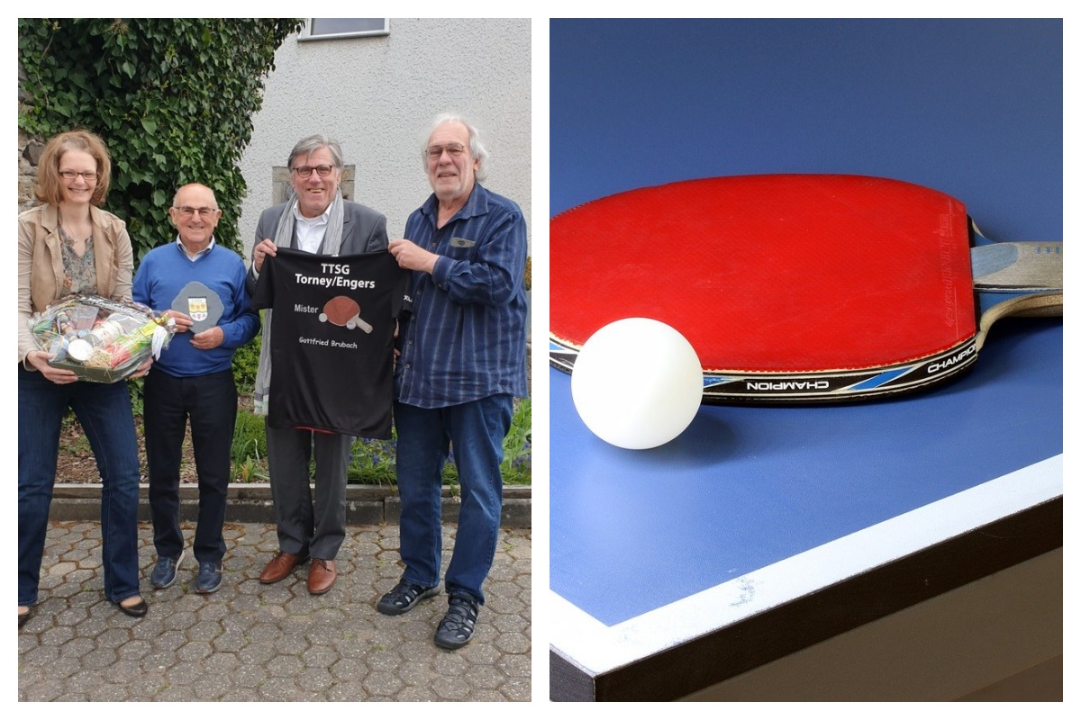 Von rechts: Vorsitzender des TTC Torney Heribert Michel, Ortsbrgermeister Roland Lorenz, Gottfried Brubach und als Vertreterin des RTTVR Alexandra Bierbrauer. (Foto: privat)