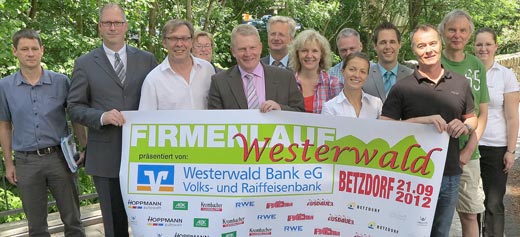 Veranstalter, Ausrichter, Sponsoren und Untersttzer stellten den zweiten Firmenlauf Westerwald in Betzdorf vor, der am 21. September durchgefhrt wird. Foto: anna